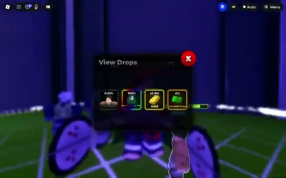 Levi's in-game View Drops panel: 0.01% avatar, 100% accessory, Gold and a 4% raid ticket